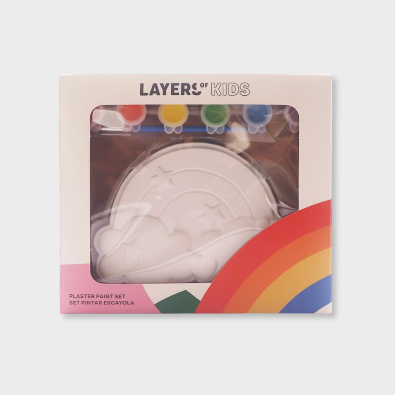 set de escayola y pintura acrílica para pintar un arcoíris layers of kids