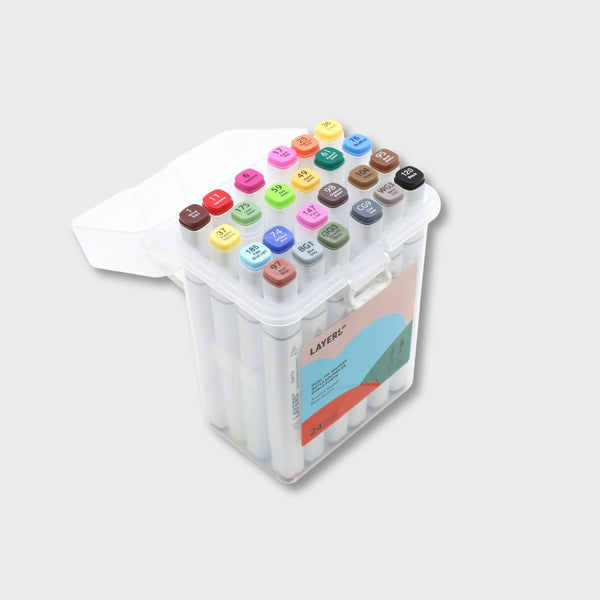  Set 24 Rotuladores Alcohol Punta Bisel Layers Of colores basicos