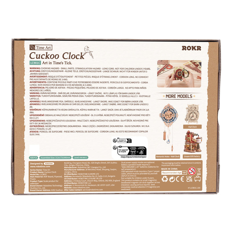 rompecabezas 3D robotime rork reloj de cuco de madera