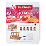 set completo de iniciación a la pintura acrílica + caballete de mesa callisto art creation