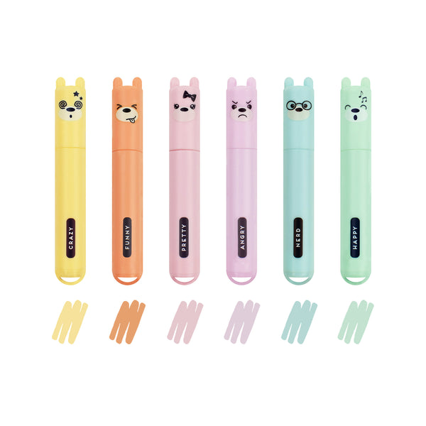 Conjunto de 6 Mini Marcadores de Texto Pastel Bear Legami