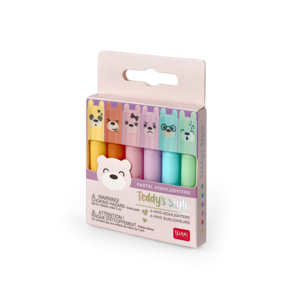 Conjunto de 6 Mini Marcadores de Texto Pastel Bear Legami