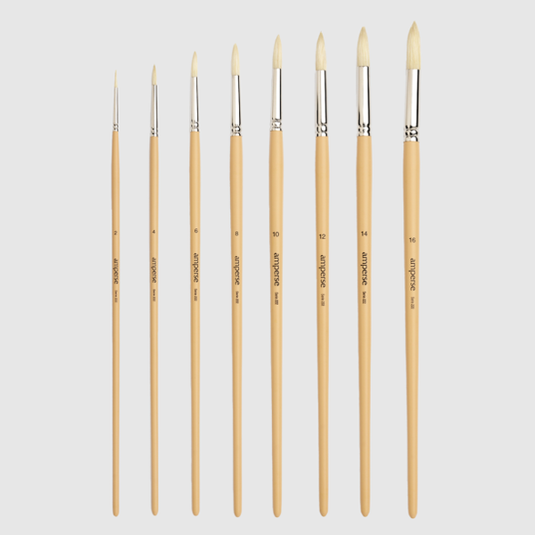 Pincel para Pintura Acrílica con Punta Redonda de Fibras Naturales de Amperse