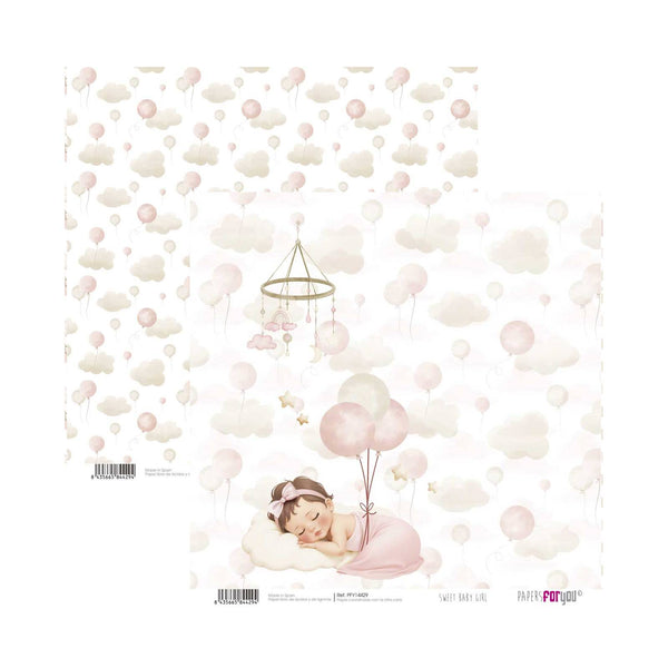 Bloco de Scrapbooking 12 Folhas Papéis Doces para Bebé Menina para Si