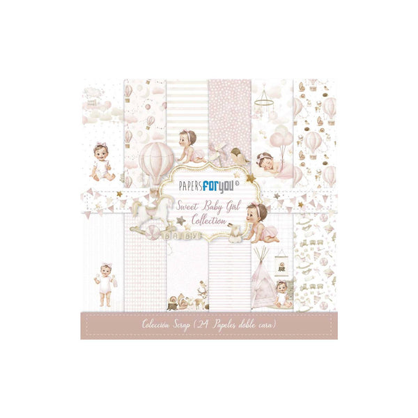 Bloco de Scrapbooking 24 Folhas Papéis Doces para Bebé Menina para Si