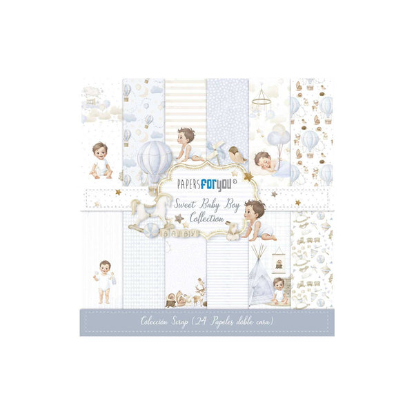 Bloco de Scrapbooking 24 Folhas Papéis Doces para Bebé Menino para Si