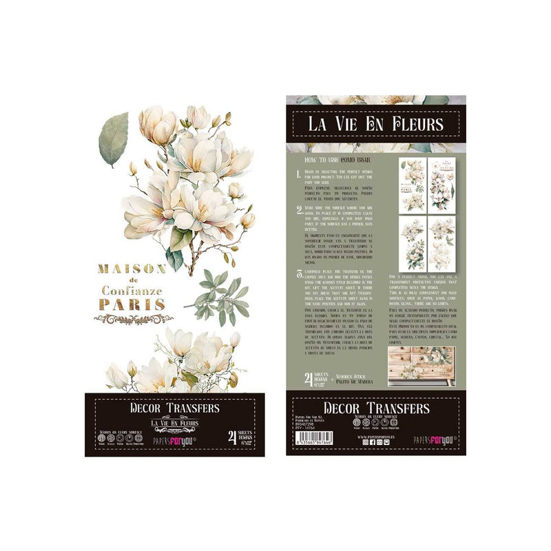 Set 4 Láminas Adhesivas 15cm Flores Papers For You