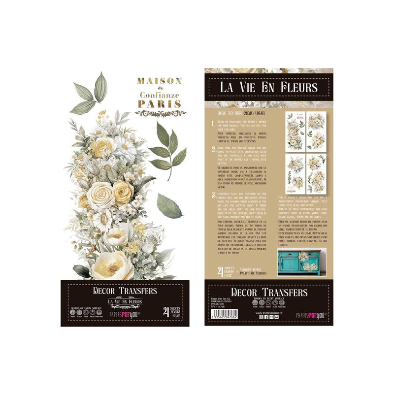 Set 4 Láminas Adhesivas 15cm Flores Papers For You