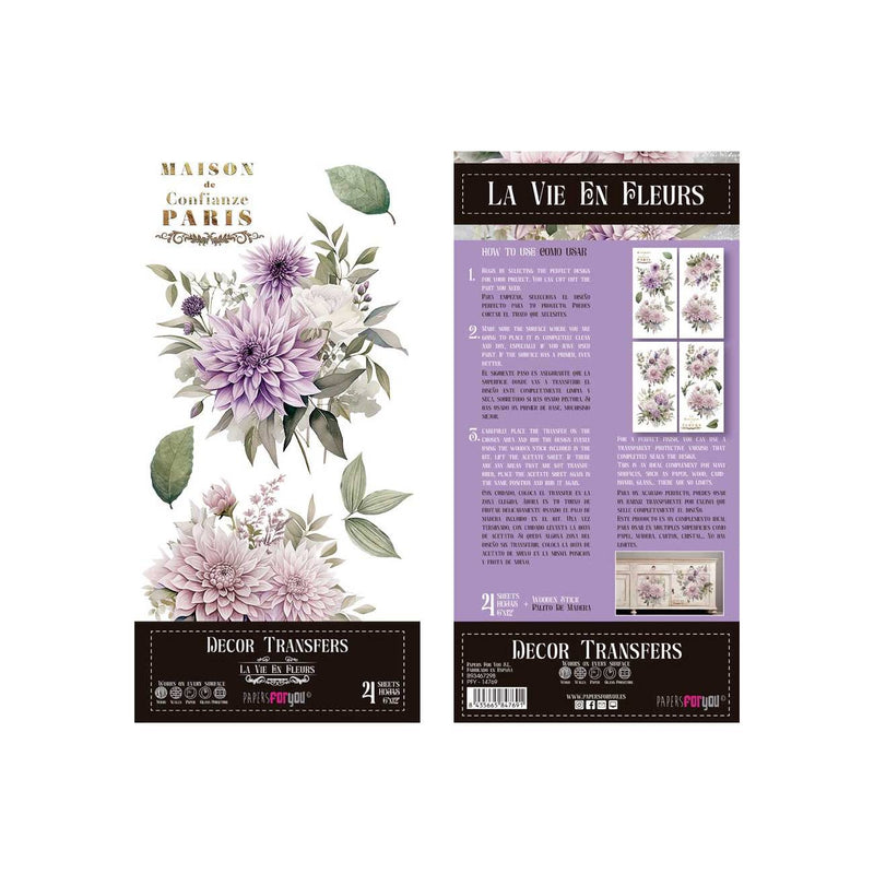 Set 4 Láminas Adhesivas 15cm Flores Papers For You