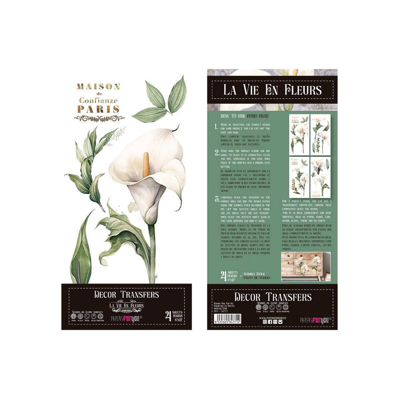 Set 4 Láminas Adhesivas 15cm Flores Papers For You