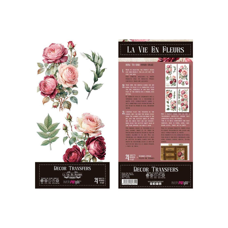 Set 4 Láminas Adhesivas 15cm Flores Papers For You