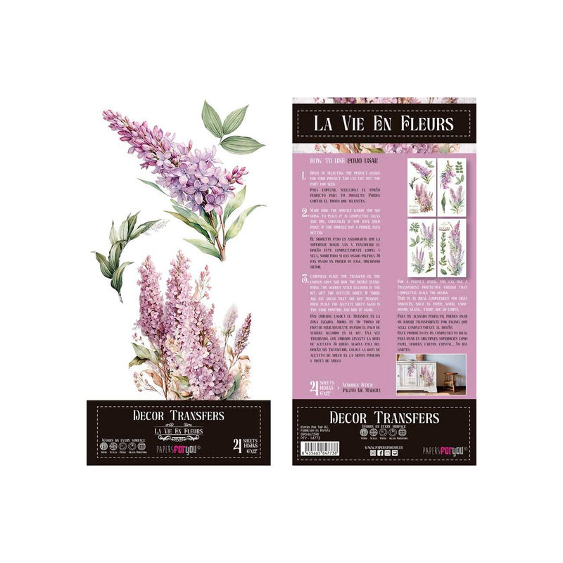 Set 4 Láminas Adhesivas 15cm Flores Papers For You