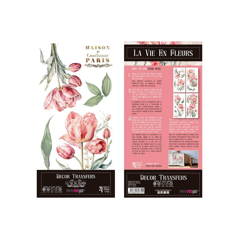 Set 4 Láminas Adhesivas 15cm Flores Papers For You