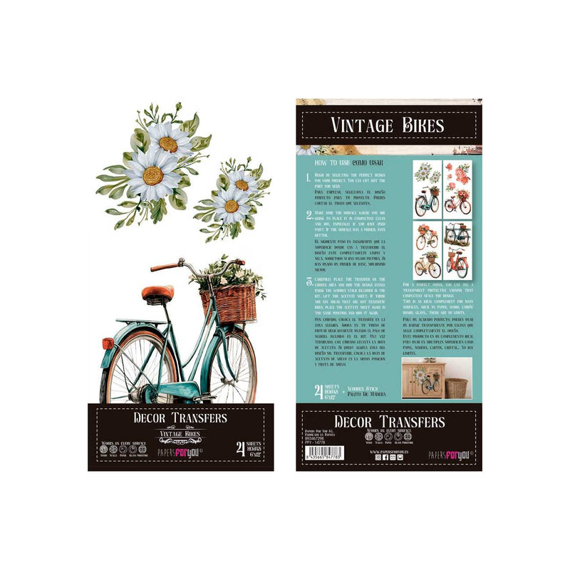 Set 4 Láminas Adhesivas 15cm Flores Papers For You