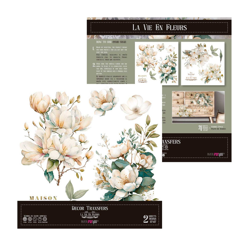 Set 2 Láminas Adhesivas 30cm Flores Papers For You