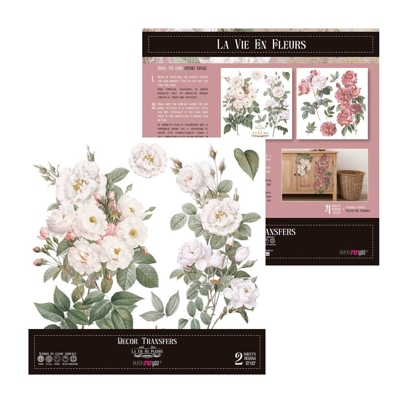 Set 2 Láminas Adhesivas 30cm Flores Papers For You