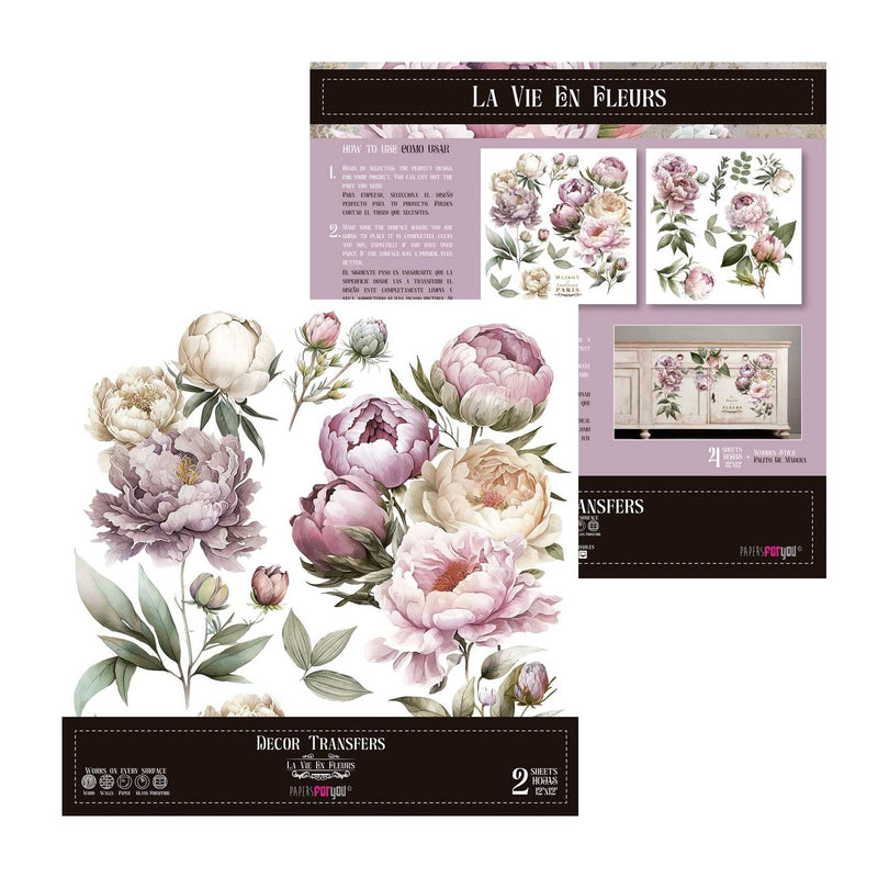 Set 2 Láminas Adhesivas 30cm Flores Papers For You