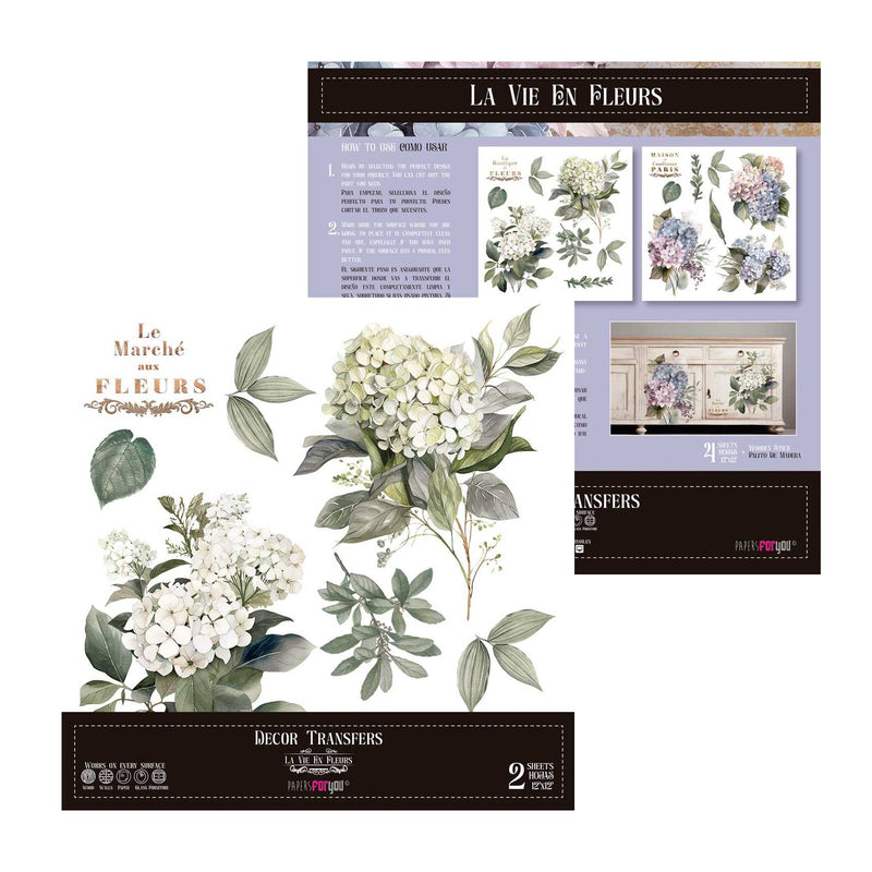 Set 2 Láminas Adhesivas 30cm Flores Papers For You