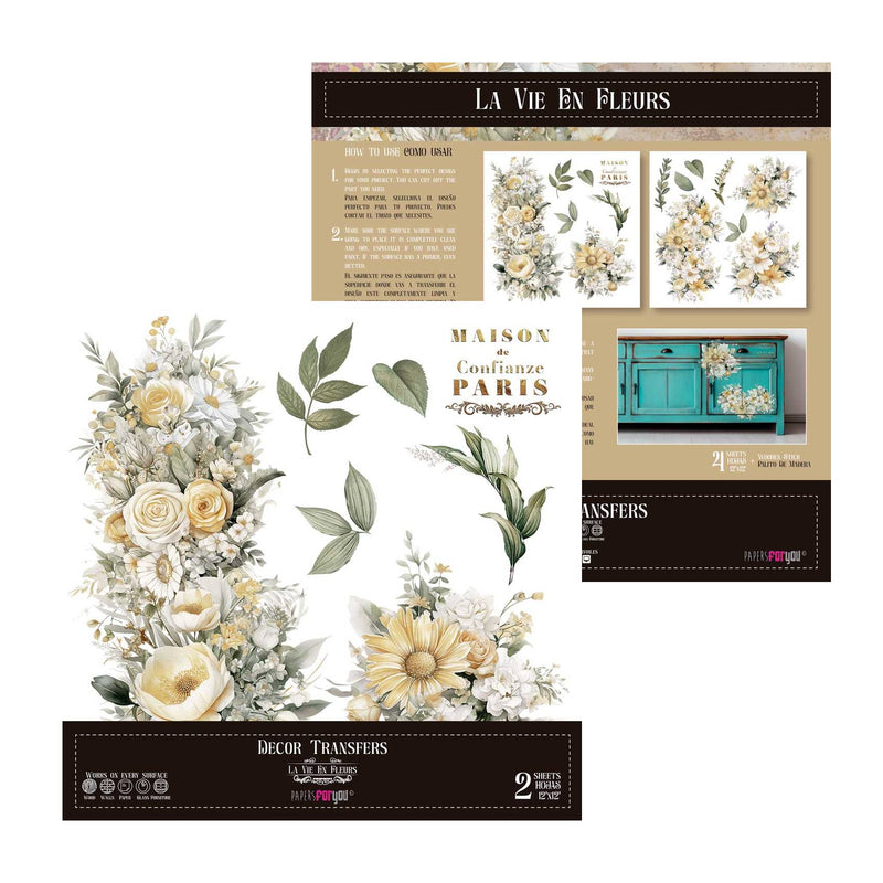 Set 2 Láminas Adhesivas 30cm Flores Papers For You