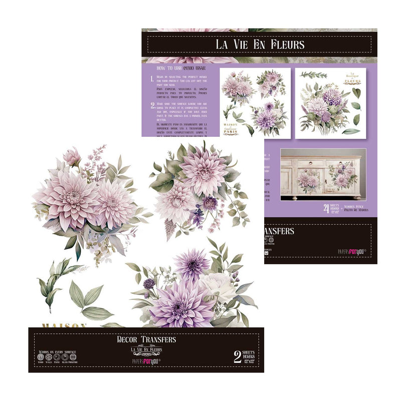 Set 2 Láminas Adhesivas 30cm Flores Papers For You