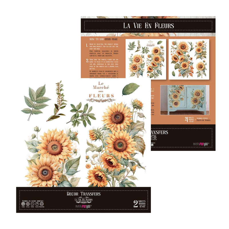 Set 2 Láminas Adhesivas 30cm Flores Papers For You