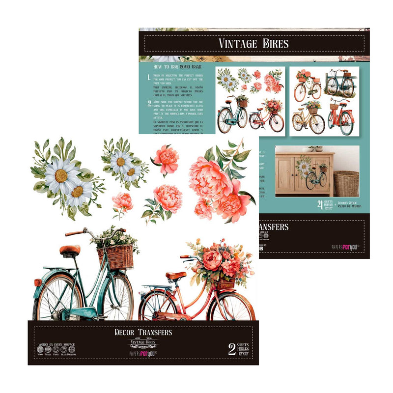 Set 2 Láminas Adhesivas 30cm Flores Papers For You