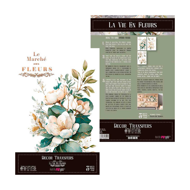 Set 3 Láminas Adhesivas 20cm Flores Papers For You