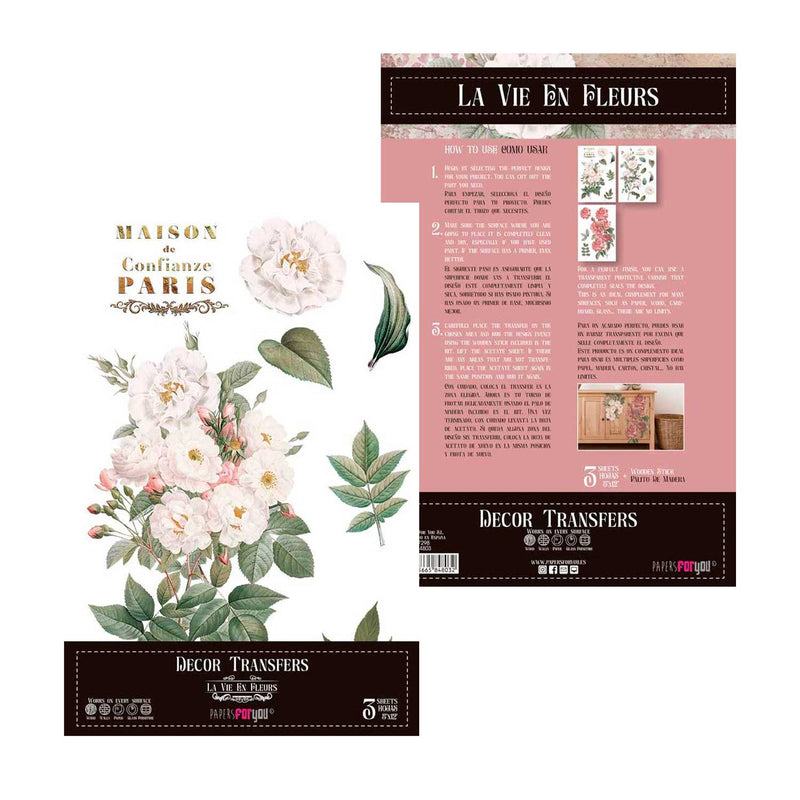 Set 3 Láminas Adhesivas 20cm Flores Papers For You