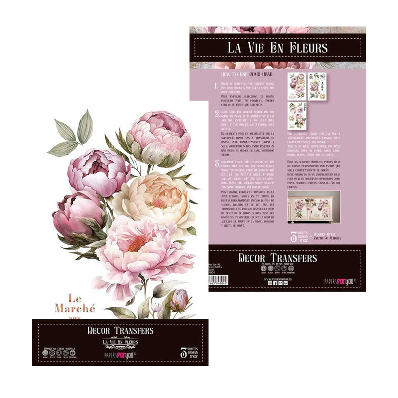 Set 3 Láminas Adhesivas 20cm Flores Papers For You