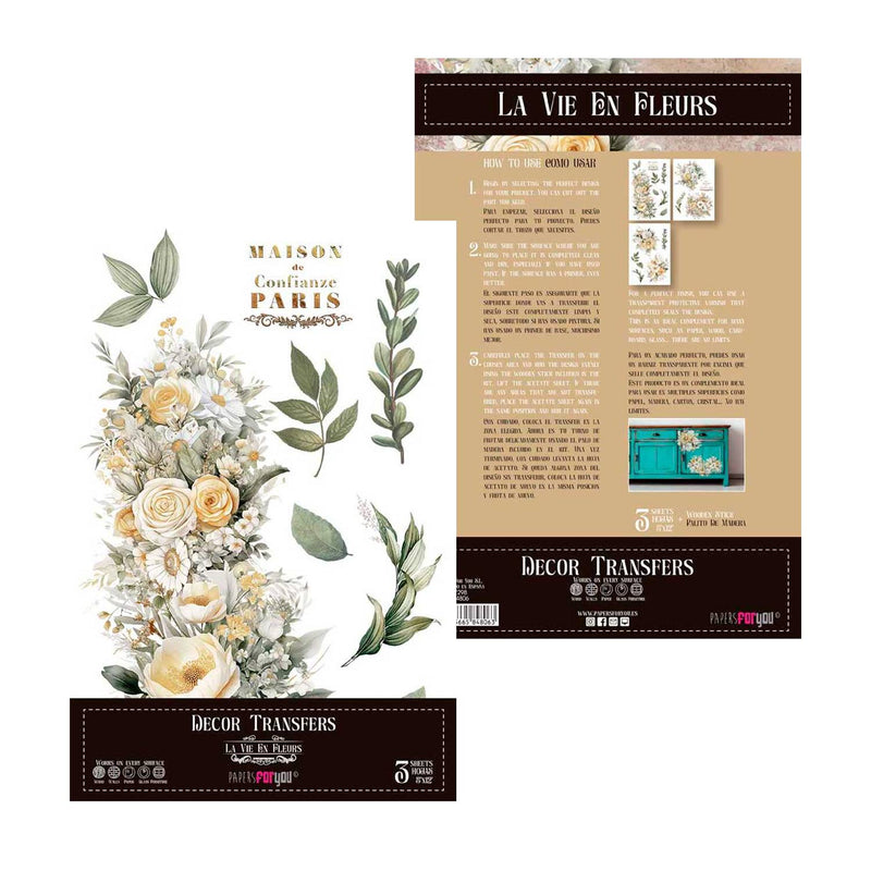 Set 3 Láminas Adhesivas 20cm Flores Papers For You