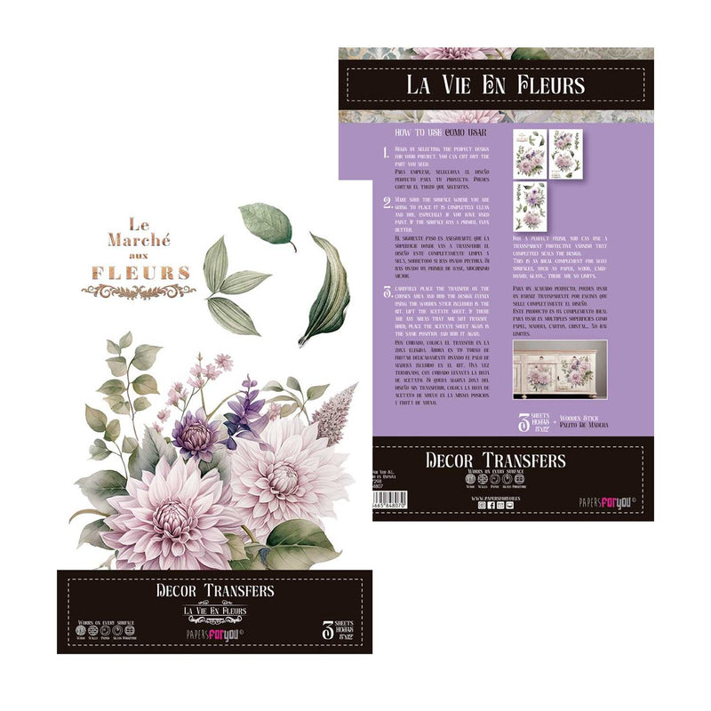 Set 3 Láminas Adhesivas 20cm Flores Papers For You