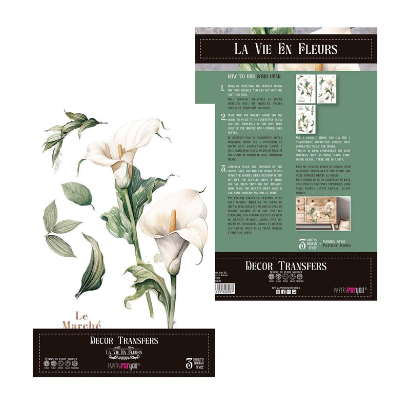 Set 3 Láminas Adhesivas 20cm Flores Papers For You