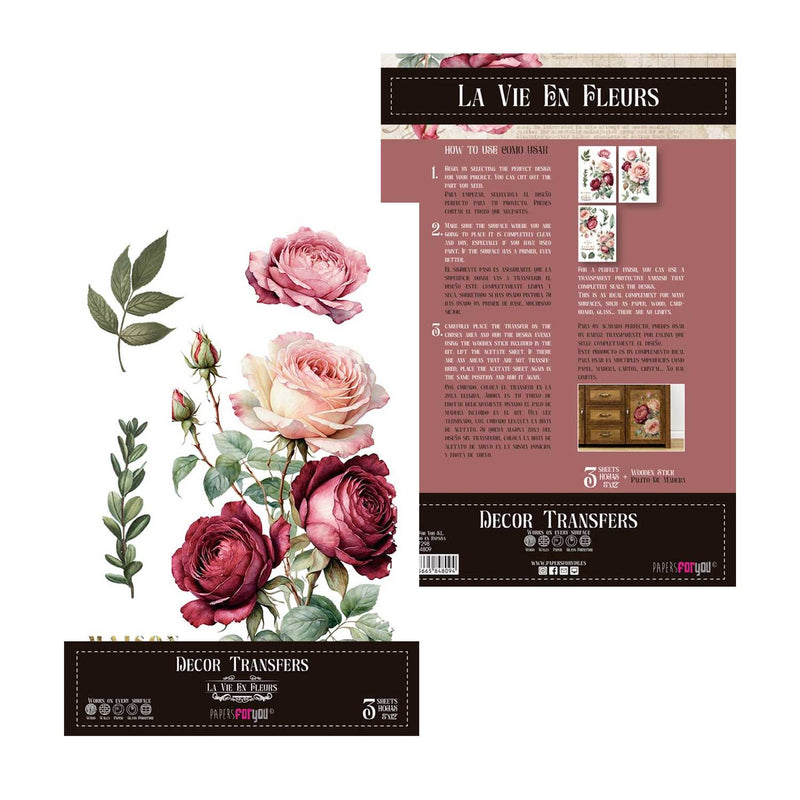 Set 3 Láminas Adhesivas 20cm Flores Papers For You