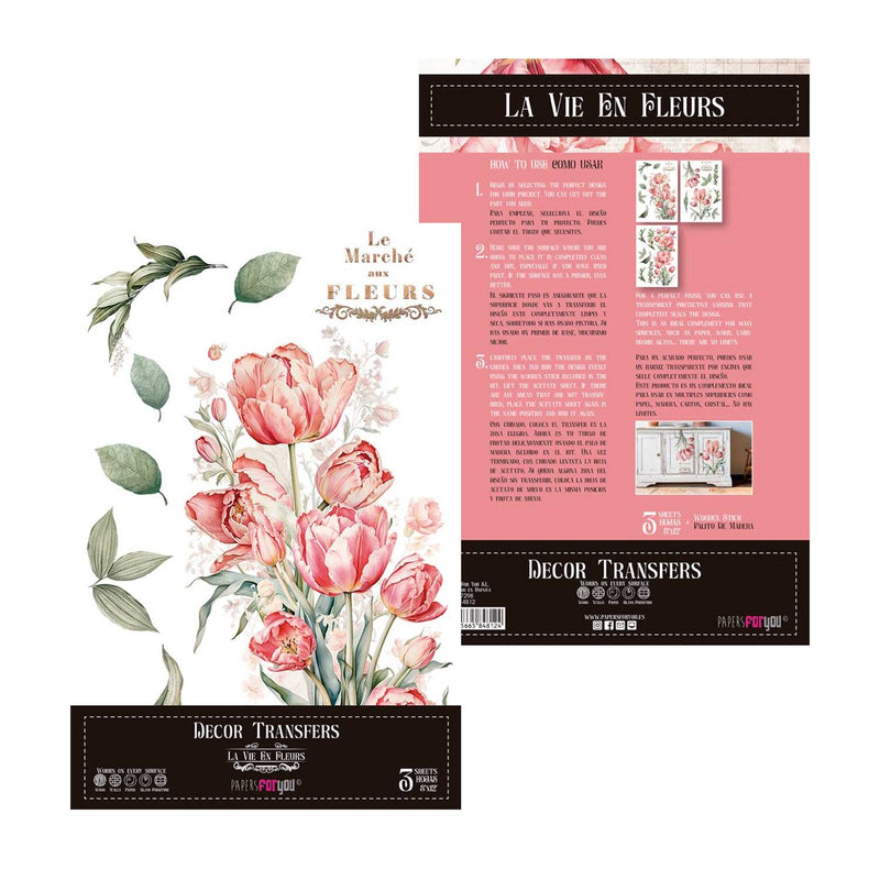 Set 3 Láminas Adhesivas 20cm Flores Papers For You