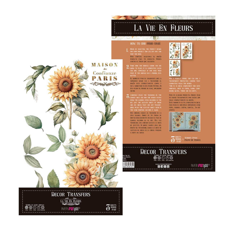 Set 3 Láminas Adhesivas 20cm Flores Papers For You