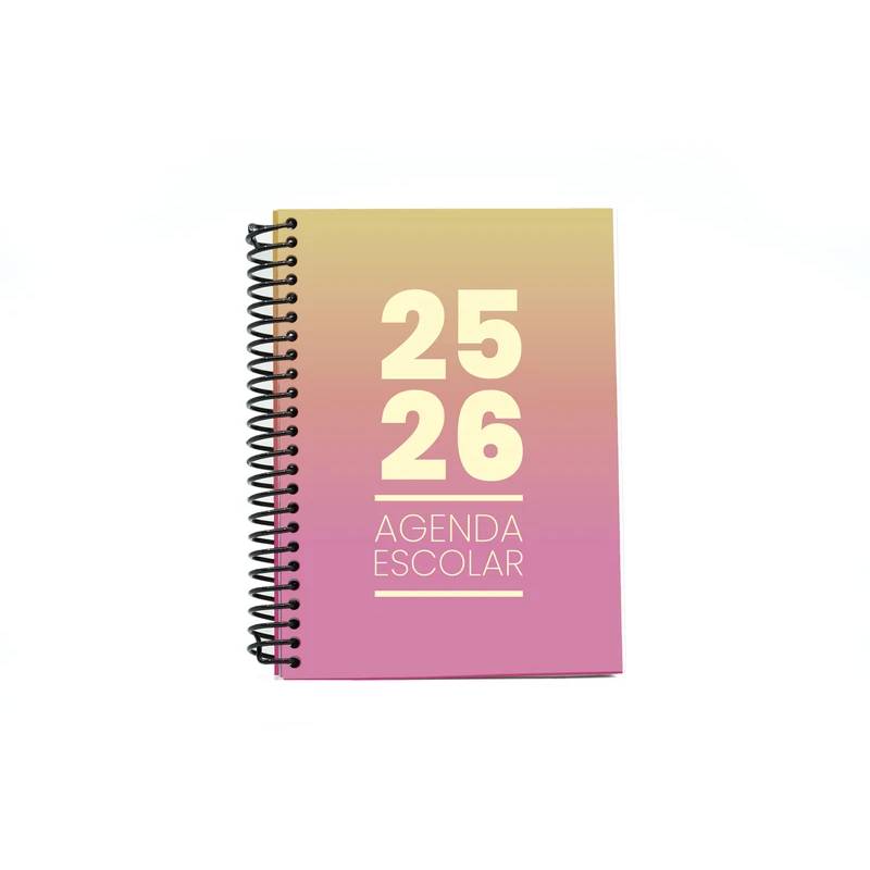 Diário Escolar Semanal A5 2025-2026 Gradiente Rosa
