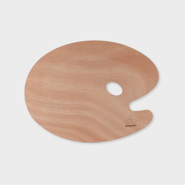 paleta de pintura ovalada de madera amperse 40x30