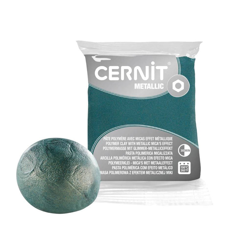 pasta polimérica metálica 56 g cernit dorado turquesa