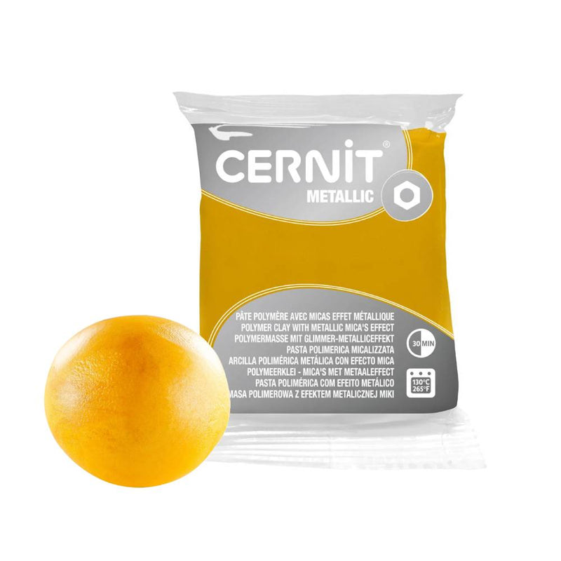 pasta polimérica metálica 56 g cernit amarillo