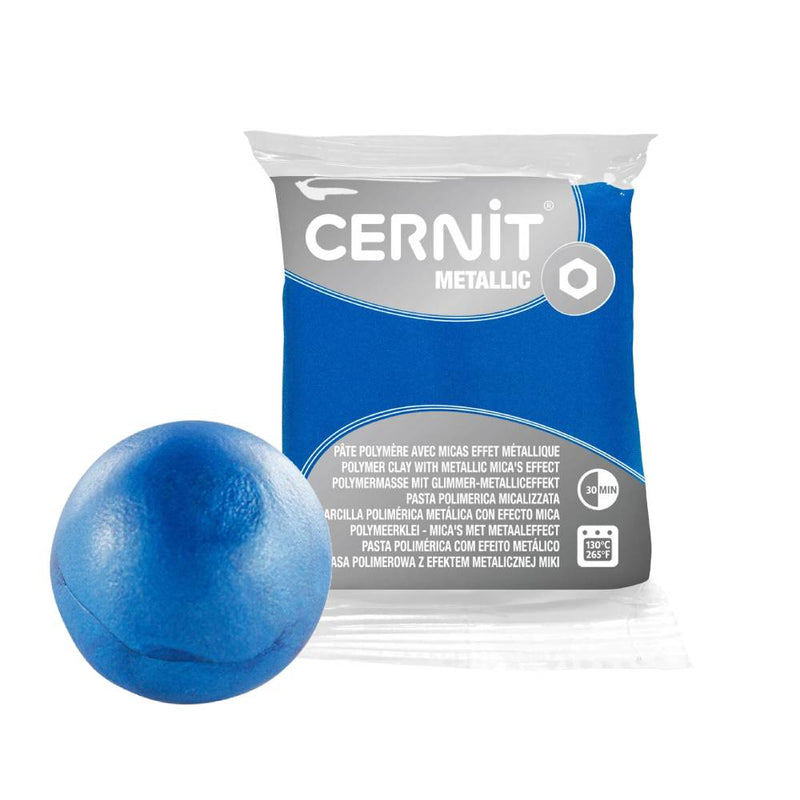 pasta polimérica metálica 56 g cernit azul