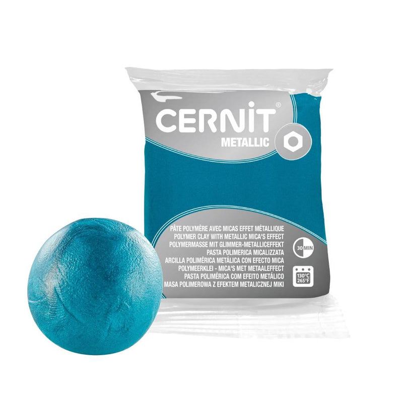 pasta polimérica metálica 56 g cernit turquesa