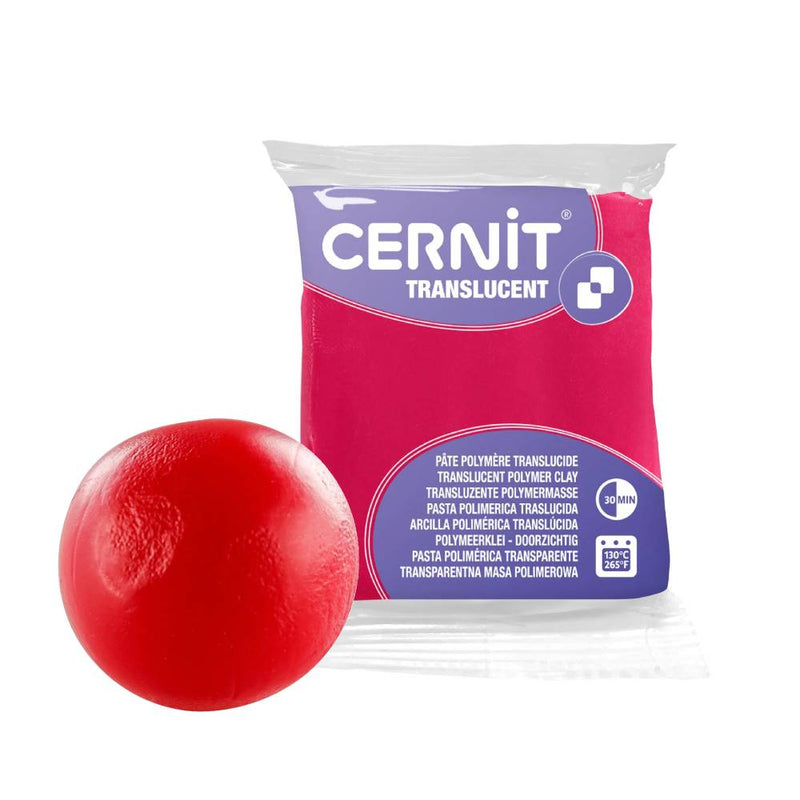pasta de modelado polimérica cernit translucent rubí