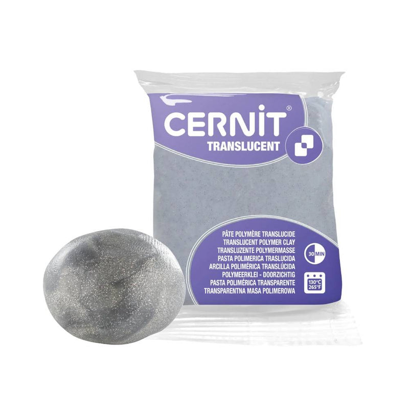 pasta de modelado polimérica cernit translucent glitter plateado