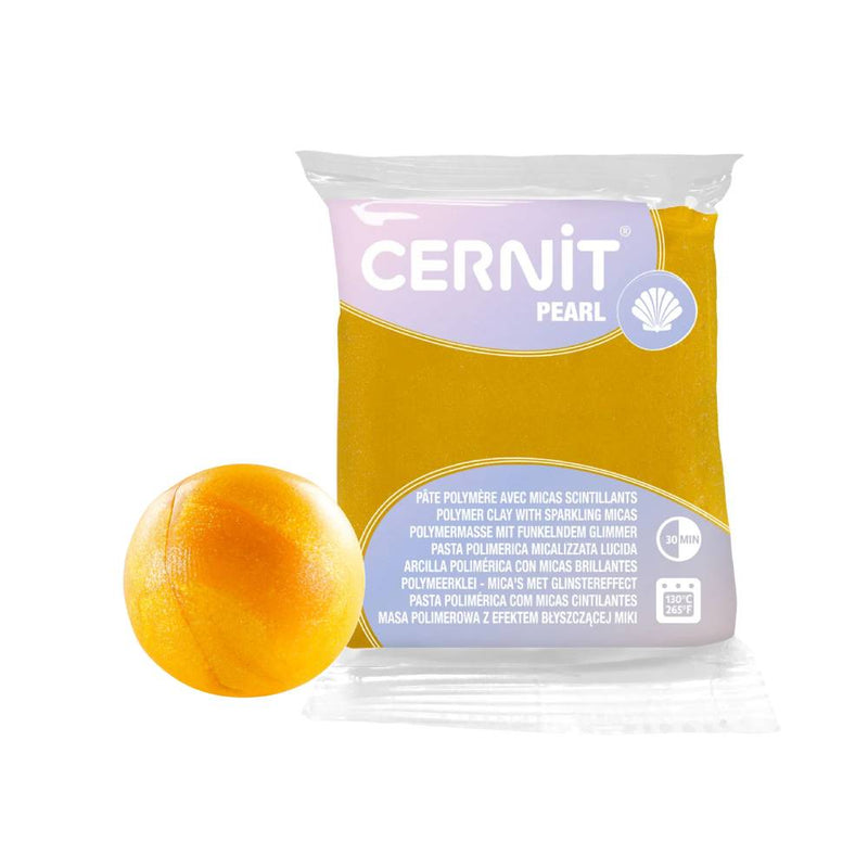 pasta polimérica pearl cernit purpurina amarillo 56 g