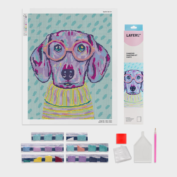 diamond painting perrito layers of