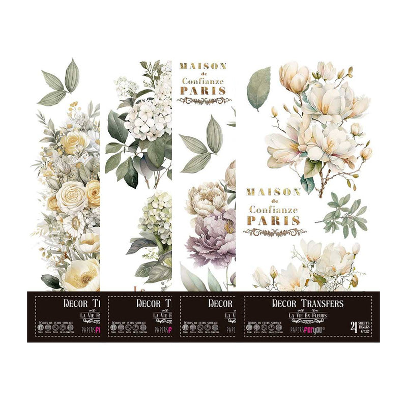 Set 4 Láminas Adhesivas 15cm Flores Papers For You