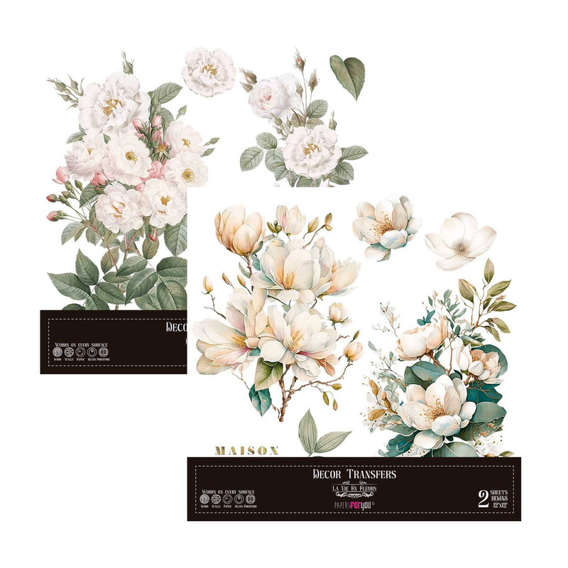 Set 2 Láminas Adhesivas 30cm Flores Papers For You