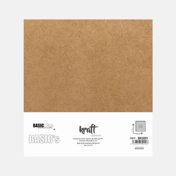 Embalagem com 25 Cartolinas Kraft Básicas 30,5cm Basic Crea