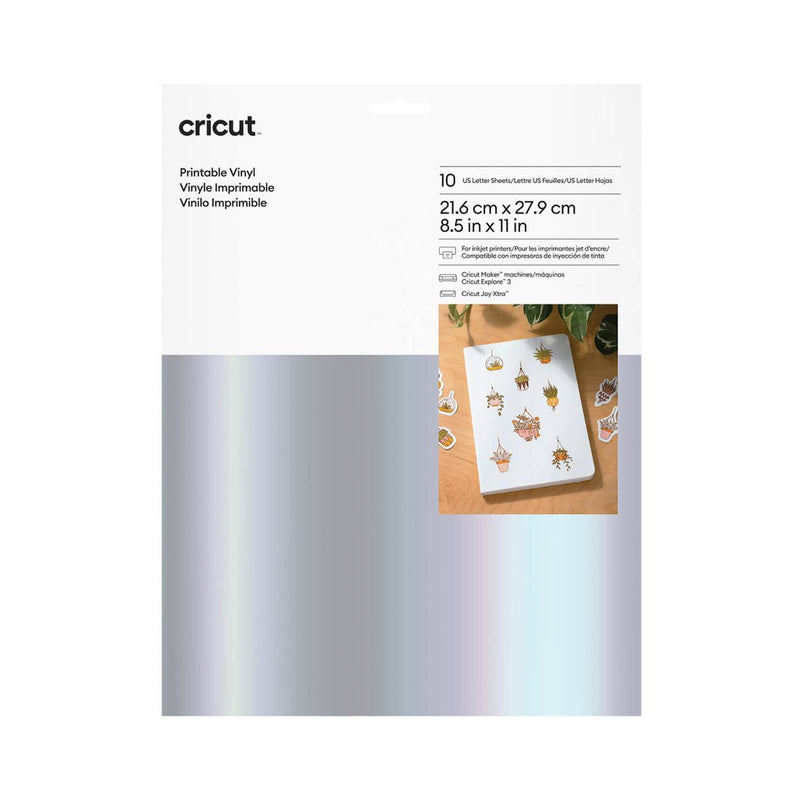 Set 10 Vinilos Plateado 21x29,7 Cricut Joy Xtra/Maker/Explore
