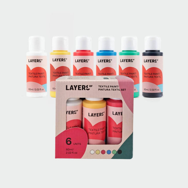 Conjunto de 6 Tintas Têxteis 60 ml Camadas de